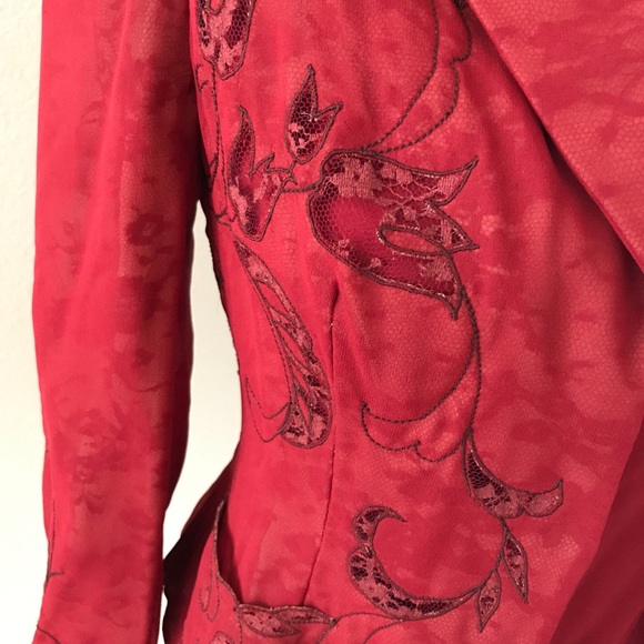 Richard Tyler Red Silk Jacket with Matching Cami - Picture 6 of 8